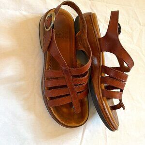 Dansko womens heeled strappy leather sandals size 38 or 7.5-8 brown open toe